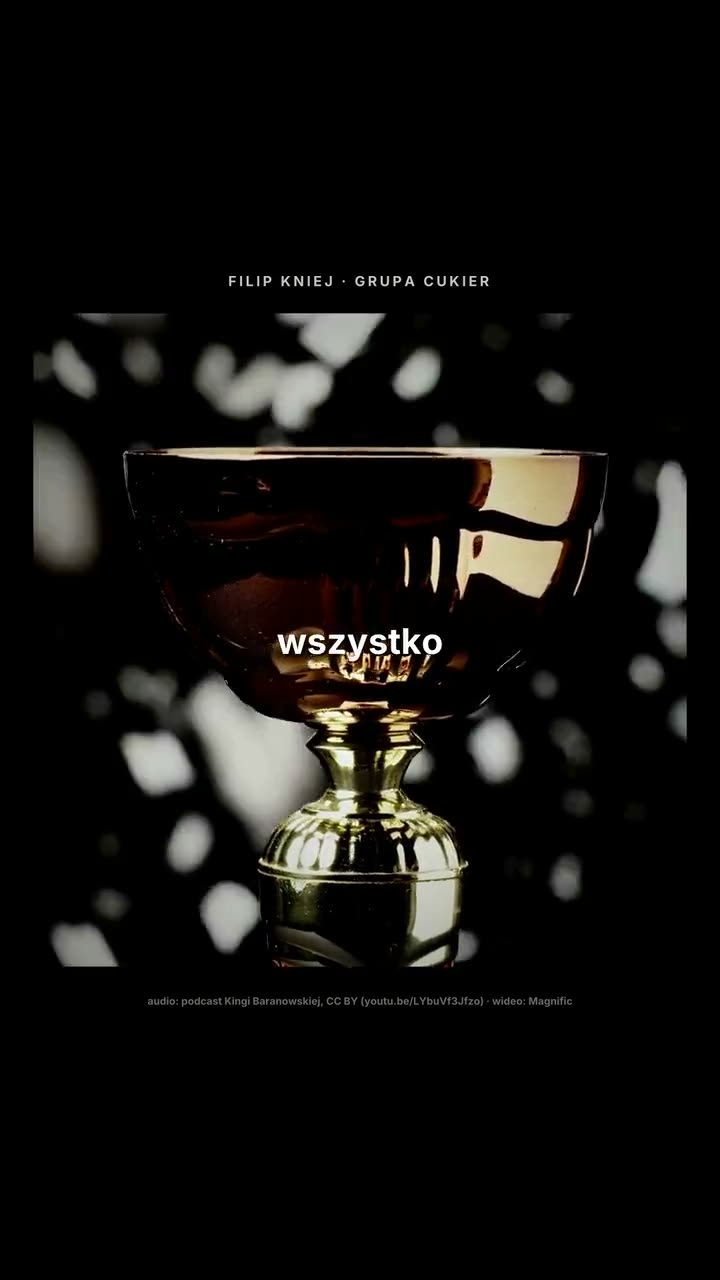 Mężczyzna w ciemnym biurze nocą, napis: i noc siedzą